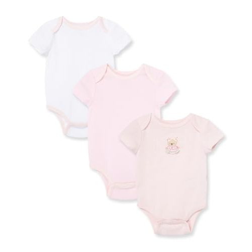Little Me Clothes for Baby Girls’ 3-Pack 100% Cotton Bodysuits with Full Snap Closures, Baby Essentials, Newborn to 9 Months