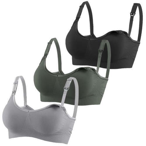 Almusen Womens Maternity Nursing Bra for Breastfeeding Comfortable Pregnant Sleep Bralette Pack of 3