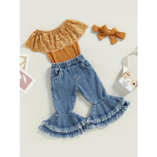 adorable girl outfit set cozy cotton - Temu