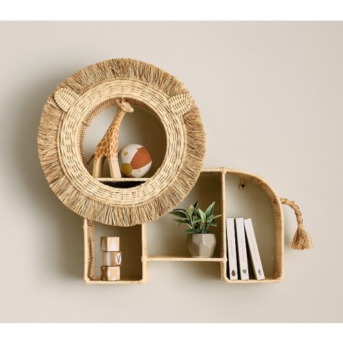 Rattan Lion Shaped Shelf (29")