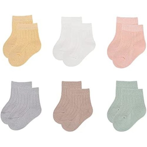 6 Pairs Baby Girls Socks Newborn Ruffle Lace Socks Princess Frilly Knit Cotton Socks
