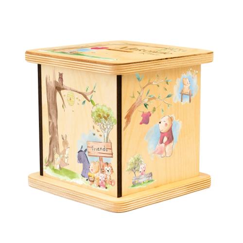 Winnie the Pooh Piggy Bank, New Baby Gift, Woodland Animals Nursery Decor, Honey Bear, First Birthday, 1st Bday, Coin Bank, Forest Friends