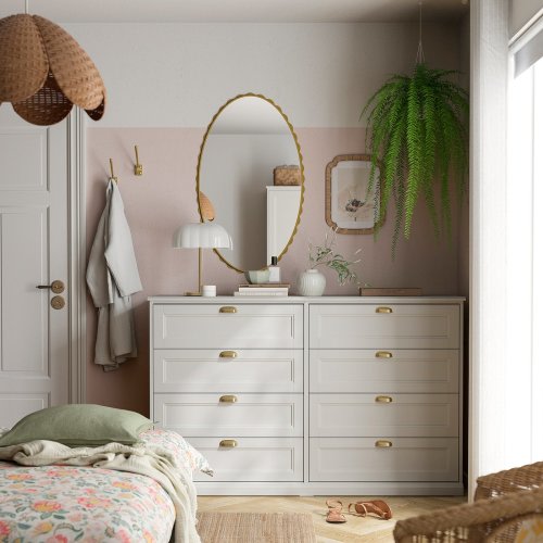 FÅGELFJÄLLET 8-drawer dresser - off-white 63x20 1/8x39 3/4 "