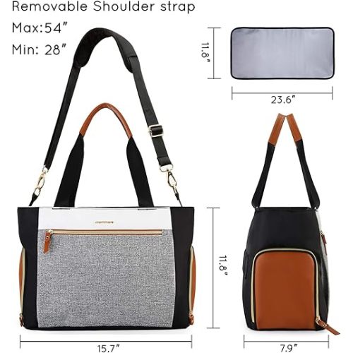 mommore Breast Pump Bag Diaper Tote Bag with 15 Inch Laptop Sleeve Fit Most Breast Pumps Like Medela, Spectra S1,S2, Evenflo