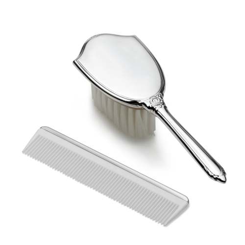 Sterling Girls Plain Comb and Brush Set