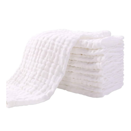 Yoofoss Muslin Burp Cloths for Baby 10 Pack 100% Organic Cotton Baby Washcloths for Boys Girls Large 20''X10'' Super Soft and Absorbent White