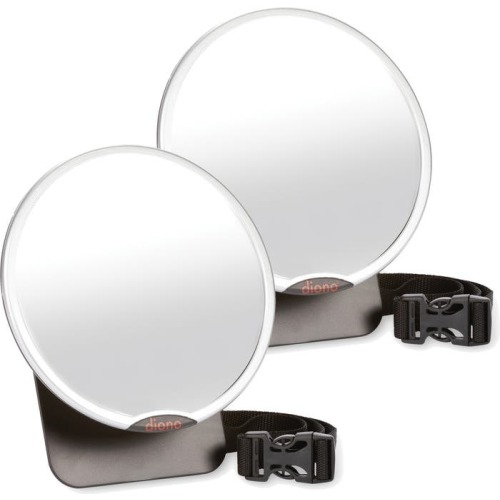 Diono Set of 2 Easy View Adjustable Back Seat Mirrors, Silver