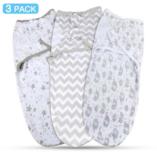 SUPTREE Cute Cotton 3-Pack Swaddle Blankets for Newborn Infant Boys Girls