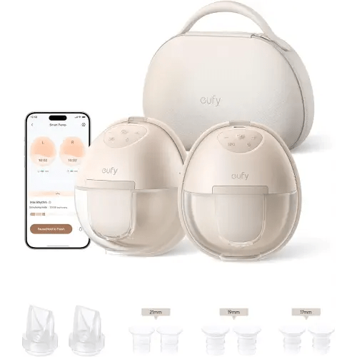 eufy Wearable Breast Pump S1 Pro, Electric Hands-Free Breast Pump with Heating Technology, Portable Charging Case, App-Controlled Smart Rhythm, Hospital-Grade Suction, Leak-Proof and Ultra-Quiet