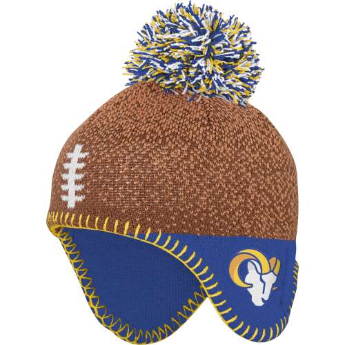 Newborn & Infant Los Angeles Rams Brown Football Head Knit Hat with Pom