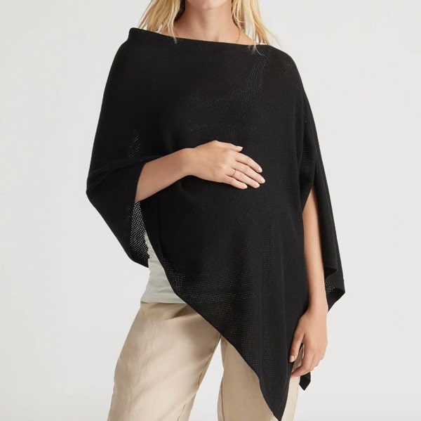 Lightweight Cotton Cashmere Nursing Shawl in Black
