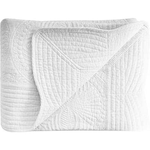 House White Baby Quilt, Cotton Embossed Baby Blanket,36x46inch