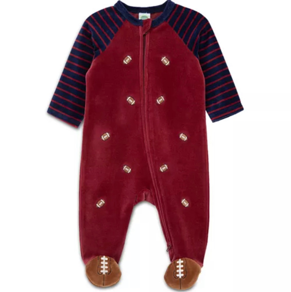Boys' Football Velour Footie - Baby