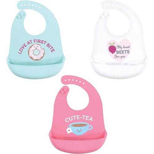 Hudson Baby Unisex Baby Silicone Bibs, Cute-Tea, One Size
