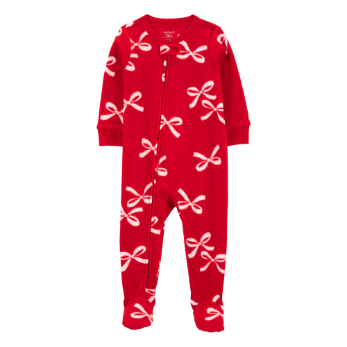 Baby 1-Piece Christmas Bow Fleece Footie Pajamas - Carter's | Carter's