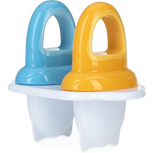 Nuby Garden Fresh Fruitsicle Pop Tray, 2pc Aqua/Yellow