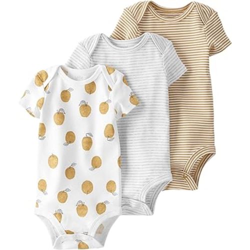 little planet by carter's Baby 3-Pack Organic Cotton Short-Sleeve Rib Bodysuits