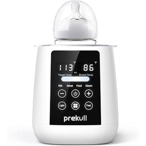 Bottle Warmer, prekull Fast Baby Bottle Warmer for Breastmilk, Formula with Accurate Temp Control, 48H Thermostat Baby Milk Warmer with Thaw, Night Light, Bottle Warmers for All Bottles