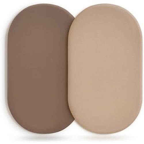 Stretchy Ultra Soft Fitted Bassinet Sheet 2 Pack, Universal Fit for Bassinets Baby Cradle Moses Basket Oval Rectangle Mattress Safe and Snug, Jersey Bassinet Sheets for Baby, Tan & Brown
