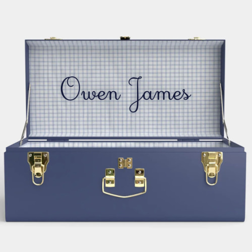 Petite Keepsake Trunk - Navy - Picnic in Blue / With Embroidery