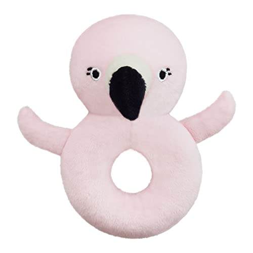 Doindute Baby Flamingo Soft Rattle Toy, Flamingo Plush Infant Shaker Rattle Easy-Grasp Stuffed Animal Toy, Gifts for Newborns Babies Toddlers Boys Girls, Pink, 5 Inches