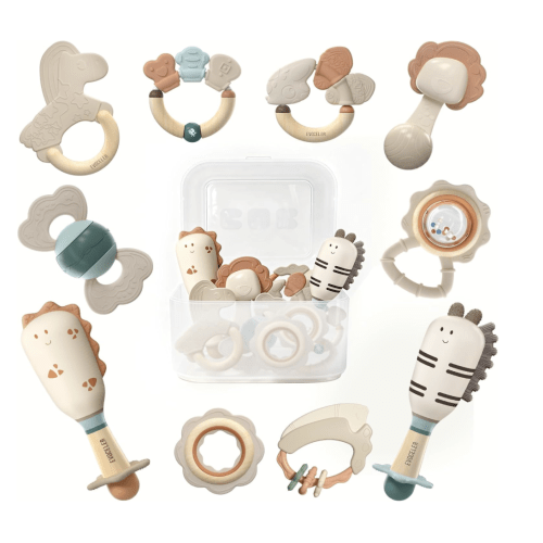 Evoceler Softness Staged Baby Teething Toys with Rattles