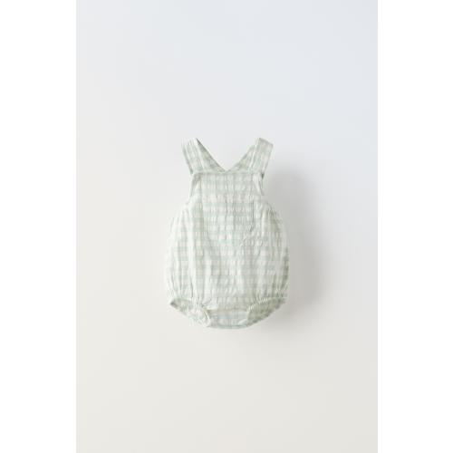 TEXTURED GINGHAM ROMPER - Sea green | ZARA United States