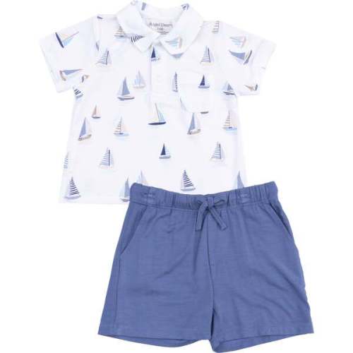 Polo Shirt & Short, Sailboats Blue - Angel Dear | Maisonette