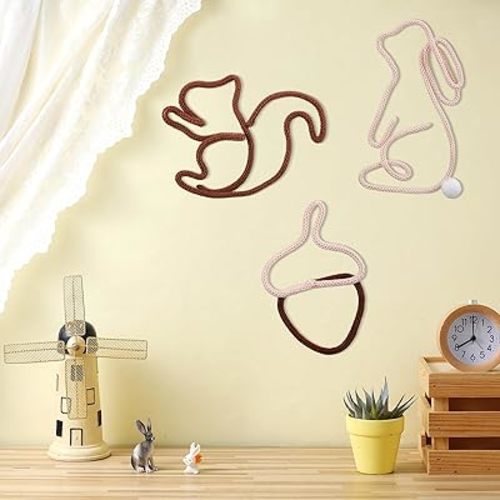 RattanView 3 Pcs Dinosaur Wall Decor Boho Nursery Wall Decoration 3 Size Woven Macrame Decoration Dinosaur Room Decor for Nursery Living Room Bedroom