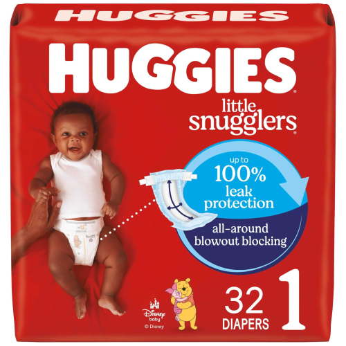 Huggies Little Snugglers Baby Diapers Size 1 8-14 lbs 32 Count Leak and Blowout Protection