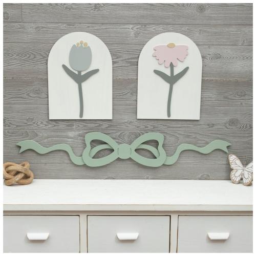 Sage Bow Wood Wall Decor