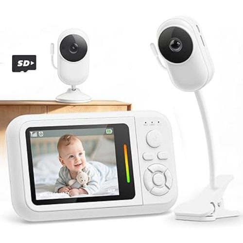 Elzeeo Baby Monitor with Camera and Audio, 2.8’’ Wireless Baby Monitor No WiFi with Auto Night Vision, VOX, 2-Way Audio, Portable Baby Camera Monitor for Nursery and Travel, Newborns Essentials Gifts