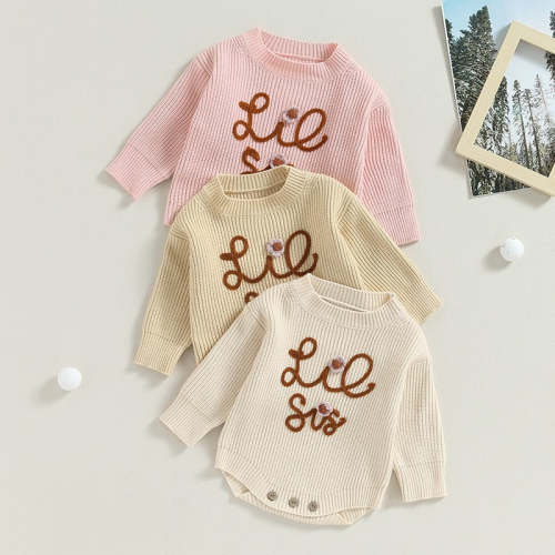 'Lil Sis' Embroidered Knit Sweater