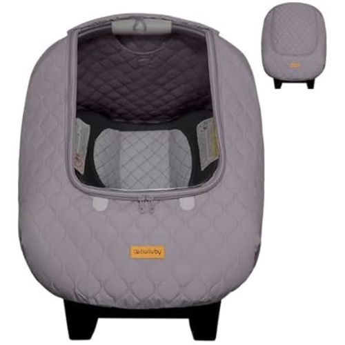 liuliuby Baby Car Seat Weather Shield | Warm Quilted Winter Cover with Clear Window for Infant Carseat | Keeps Babies & Newborn Protected in Cold | Car Seat Cover for Boys & Girls (Gray)