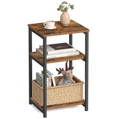 Vasagle Side Table Small End Table Tall Nightstand Camel Brown And Classic Black