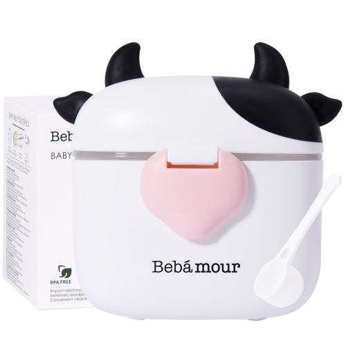 Bebamour Baby Formula Dispenser, BPA Free Portable Milk Powder and Candy Fruit Snack Storage Container with Scoop and Leveller for Travel, 450 ML,Black