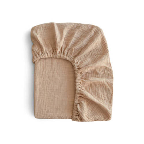 Mushie Mini Baby Muslin Crib Sheet | Pale Taupe