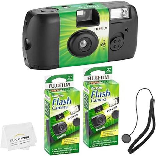 Fujifilm QuickSnap Flash 400 Disposable 35mm Camera (2 Pack)+ Quality Photo Microfiber Cloth…