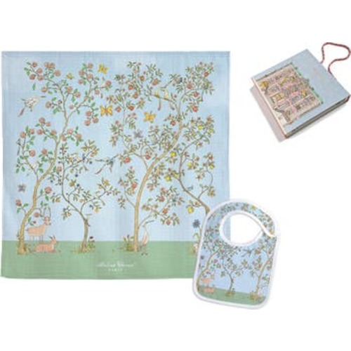 In Bloom Blue Bib & Swaddle Set