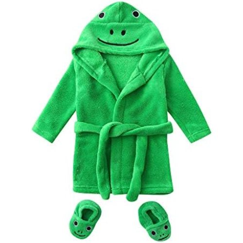 Baby Plush Bathrobe Footwear Cute Cartoon Duck Animal Robe Unisex Boys Girls Flannel Hooded Fleece Bathrobe