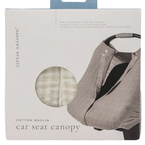 Little Unicorn Breathable Car Seat Canopy | Magnetic Closure Cover & Universal Fit | Protection & Privacy for Baby (Tan Gingham)