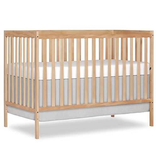 Dream On Me Synergy 5-in-1 Crib, Toddler Bed in Beechwood | GREENGUARD Gold, BSA Verified, ASTM & CPSC Compliant, Classic Straight Rail, 3-Position Mattress Support, 50 Lb Limit, 5-in-1