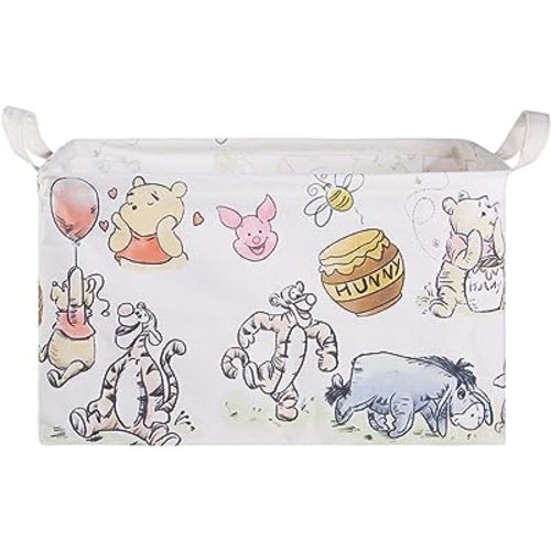 Bear Storage Basket, Nursery Large Hamper Canvas Laundry Basket Foldable With Waterproof Pe Coating,For Kids Boys And Girls, Bathroom, Bedroom, Clothes,Toy Bin (Rice white)