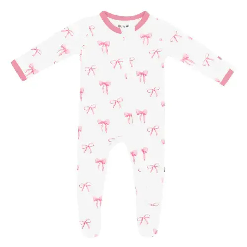 Zippered Footie in Bow | Size: NEWBORN