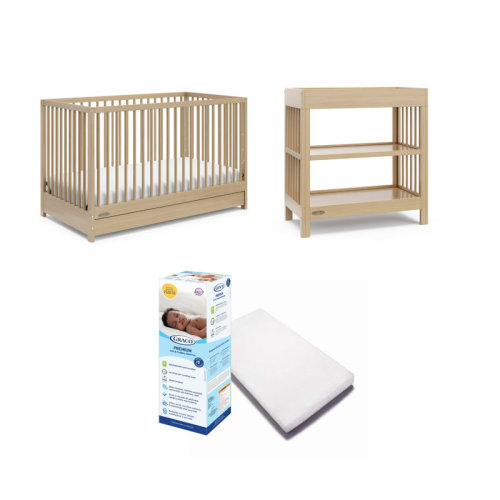 Graco Teddi 5-In-1 Convertible Crib With Drawer, Teddi Changing Table. and Mattress Nursery Set & Reviews | Wayfair