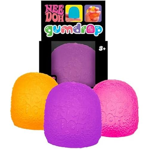 Schylling NeeDoh Gumdrop Textured Sensory Fidget Toy Colors May Vary (3 Pack)