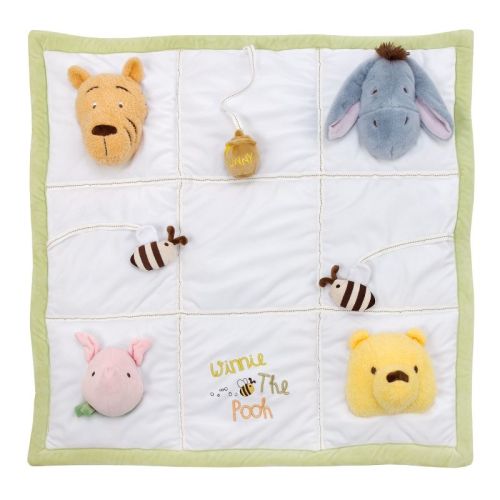 Disney Classic Winnie The Pooh Green And White, Hunny Pot And Bee's, Piglet, Tigger And Eeyore Tummy Time Play Mat - Squeaker, Crinkles And Chimes