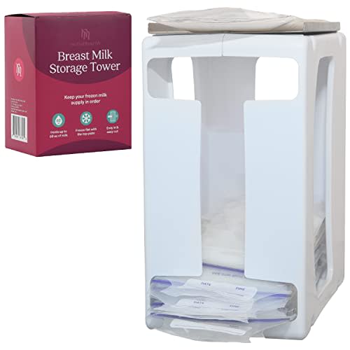 Nurse & Nourish Breast Milk Freezer Storage Organizer - Freeze Flat Breastmilk Storage Containers for Fridge - Tower with Flattener for Breast Milk Bags - 1 Pack