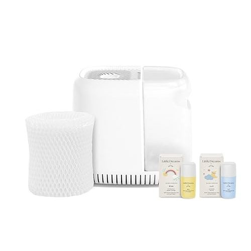 Canopy Nursery Humidifier, White Nursery Humidifier, 36 HR Run Time, 2.5L Capacity Tank - Produces Clean, Filter Moisture to Hydrate Baby Nursery. Includes Two Aromas Power Cord & Adapter