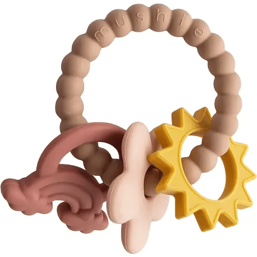 mushie Silicone Nature Teething Ring Toy